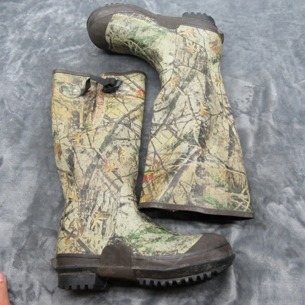 Cabelas Mens Hunt Boots 10 M Camo 400g Insulated Scent Free Waterproof Tall Fish